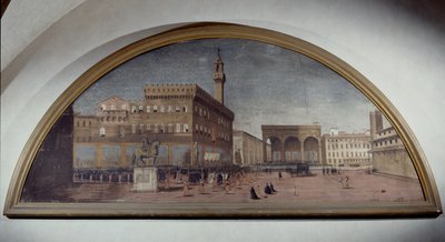 Lunette with View of Piazza della Signoria, Florence by Florentine School