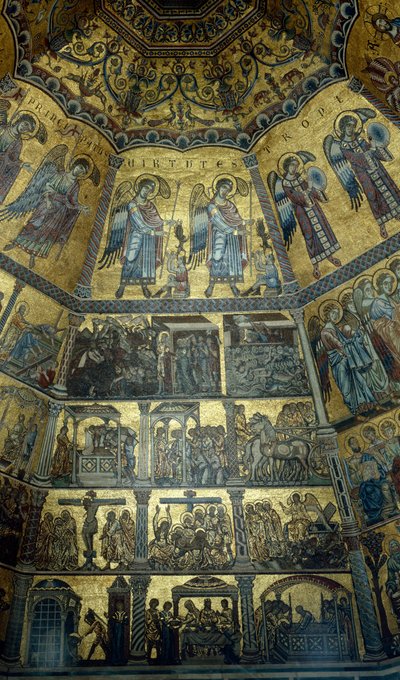 Mosaic on the Domed Ceiling of St Johns Baptistry, Florence by Florentine School
