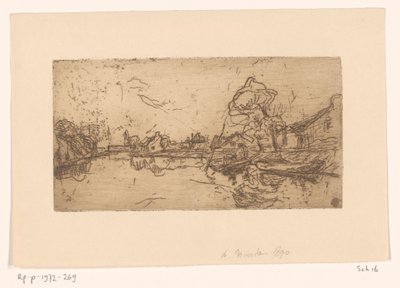 River view with figures in a boat by Floris Verster