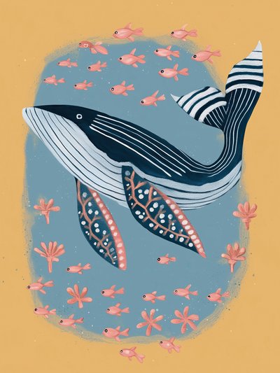 Blue Whale Ocean Life by Flow Line