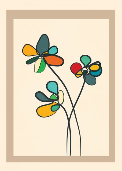 Colorful Abstract Flowers by Flow Line