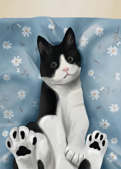 Cute Tuxedo Cat by Flow Line