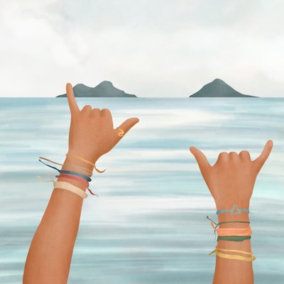 Shaka Hands Tropical Ocean by Flow Line