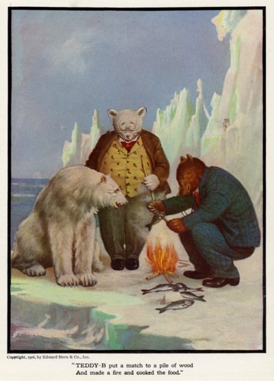 Teddy - B Put a Match to a Pile of Wood and Made a Fire and Cooked the Food by Floyd V. Campbell