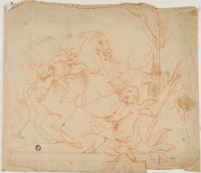 Putto Firing at Putto on Horseback by Follower of Charles Le Brun