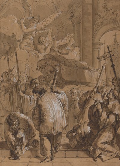 Funeral Procession of a Saint with Angels by Follower of Francesco Fontebasso