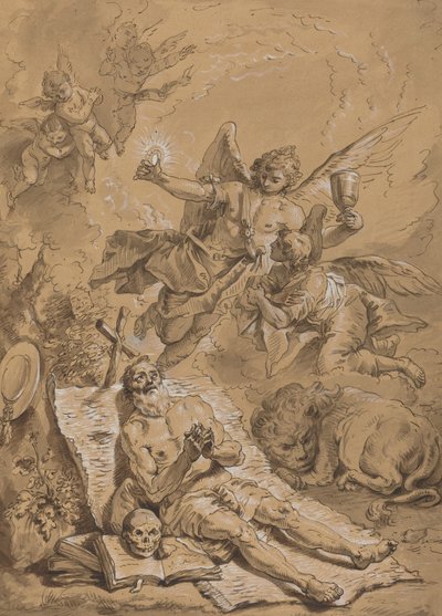 Last Communion of Saint Jerome by Follower of Francesco Fontebasso