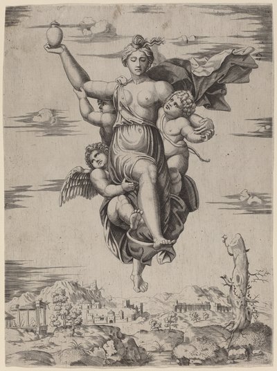 Psyche Carried to Olympus by Follower of Marcantonio Raimondi after Raphael