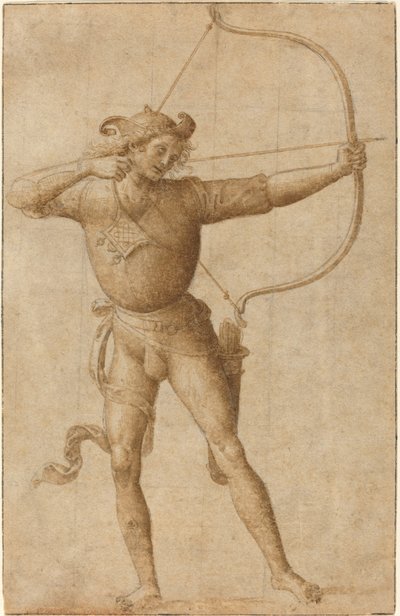 Archer Drawing a Bow by Follower of Pietro Perugino