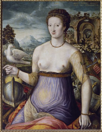 The Allegory of Peace, or Diane de Poitiers Holding a Dove (Portrait of the Duchess of Valentinois Diane de Poitiers) by Fontainebleau School