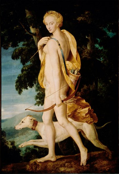 The Goddess with a Bow Accompanied by a Dog by Fontainebleau School