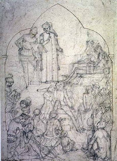 Chaucer at the Court of Edward III - Study by Ford Madox Brown