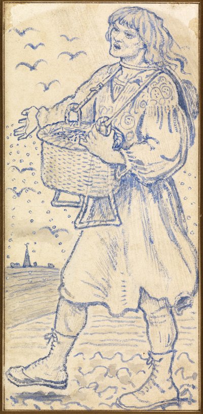November, the Sower: Study for a Tile at Queens College Hall, Cambridge by Ford Madox Brown
