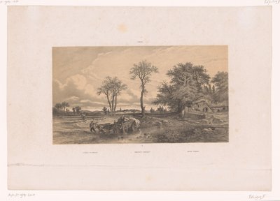 Peasant Cart with Oxen in a Hungarian Landscape (Scenery in Hungary, Figures in a Landscape) by Fortuné Ferogio