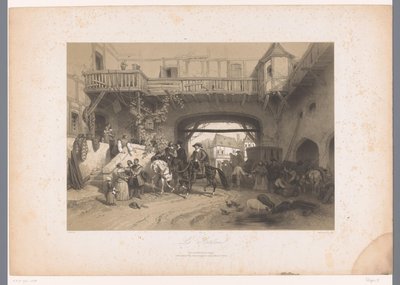 Three Riders Arriving at an Inn by Fortuné Ferogio