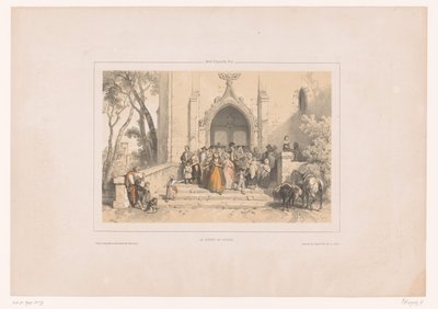 Churchgoers Leaving the Church After the Service by Fortuné Ferogio