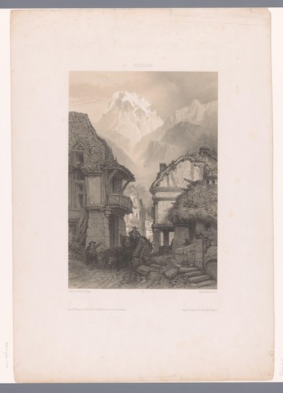 Ox Cart in a Village at the Foot of a Mountain (series title: Narrative Representations) by Fortuné Ferogio