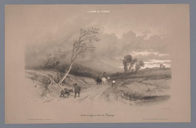 Travelers on a Country Road in Stormy Weather by Fortuné Ferogio