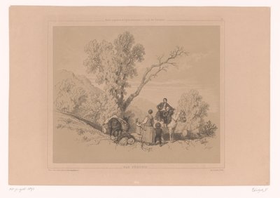 Resting Family on a Journey in a Mountain Landscape (Examples of Figure Studies for Landscape Artists) by Fortuné Ferogio