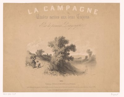 Title Page for: Studies of Rural Scenes with Two Types of Chalk (La Campagne series) by Fortuné Ferogio
