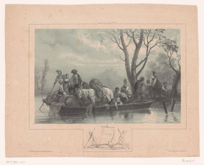 Ferry with Horses and Passengers by Fortuné Ferogio