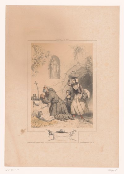 Woman and Child Visiting a Hermit by Fortuné Ferogio
