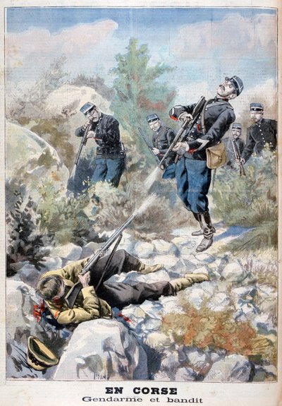 A Gun Battle Between a Bandit and the Gendarmerie, Corsica by Fortuné Méaulle