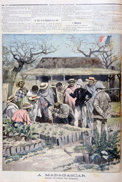 Agricultural lesson for the indigenous people of Madagascar, 1897 by Fortuné Méaulle