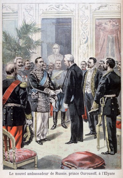Prince Ourousoff, Ambassador of Russia Meeting Félix Faure, 1898 by Fortuné Méaulle