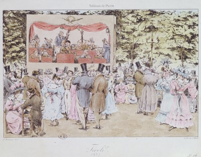 Musical Entertainment at the New Tivoli Gardens, Paris, engraved by C. Motte, 1827 by Fortune Delarue