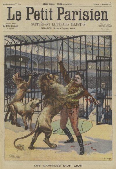 A Lion Tamer Being Attacked by One of His Animals by Fortune Louis Meaulle