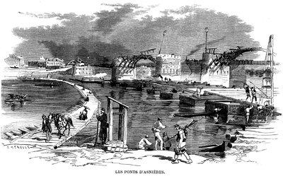 After the Fire of the Bridge of Asnieres During the Siege of Paris in 1870, a Boat Bridge Was Installed by Fortune Louis Meaulle
