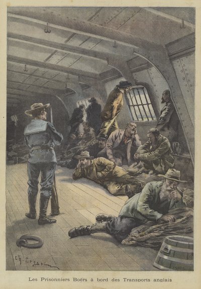 Boer Prisoners of War on Board a British Ship by Fortune Louis Meaulle