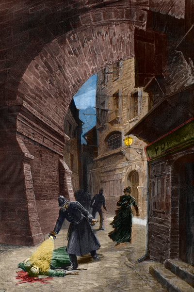 Discovery of a Victim of Jack the Ripper, Whitechapel, London by Fortune Louis Meaulle