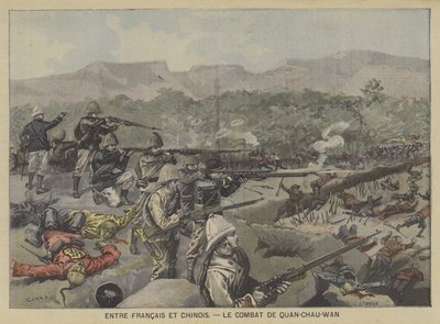 Fighting between French and Chinese troops at the Battle of Guangzhouwan by Fortune Louis Meaulle