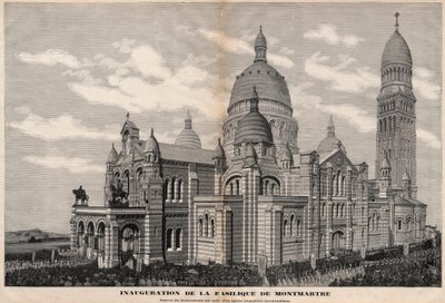 Inauguration of the Basilica of the Sacre-Coeur in Montmartre in 1891 (Appearance of the Monument as It Will Be After Complete Completion) - Engraving by Meaulle in 1891 by Fortune Louis Meaulle