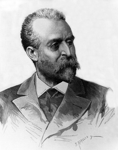 Jaume Ferran i Clua (1851-1929) Spanish physician who treated cholera in Madrid in 1885, engraving by Meaulle by Fortune Louis Meaulle