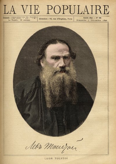Portrait of Leon Tolstoi (1828-1910), Russian writer. Illustration by F. Meaulle. Engraving from 1890 in 