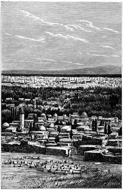 Syria: Damascus around 1900 - Muslim cemetery - engraving by Meyer and Meaulle from the book “A l