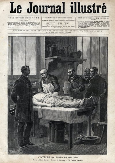 The Autopsy of Baron Jacques de Reinach (1840-1892) in 1892 - Engraving by Meaulle in 