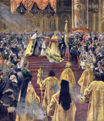 The Coronation of Tsar Nicholas II and Tsarina Alexandra of Russia by Fortune Louis Meaulle
