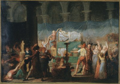 Funeral of Marat, at the Church of the Cordeliers, July 15 and 16, 1793, circa 1793 by Fougeat (attr. to)