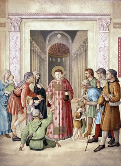 Saint Laurent Doing the Alms (after Fra Angelico) by Fra (after) Angelico