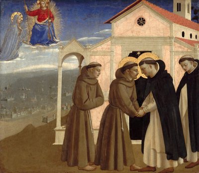 Meeting of Saint Francis and Saint Dominic (Scenes from the life of Saint Francis of Assisi), c.1429 by Fra (c.1387 1455) Angelico