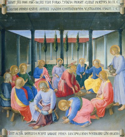 Inset depicting the washing of feet (detail) by Fra (c.1387 1455) Angelico