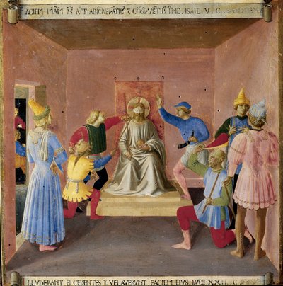 Jesus mocked by the soldiers by Fra  Angelico