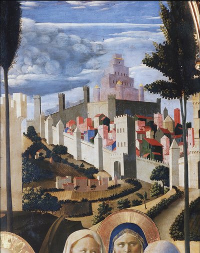 Landscape with a View of Jerusalem and the Temple of Solomon (detail) by Fra  Angelico