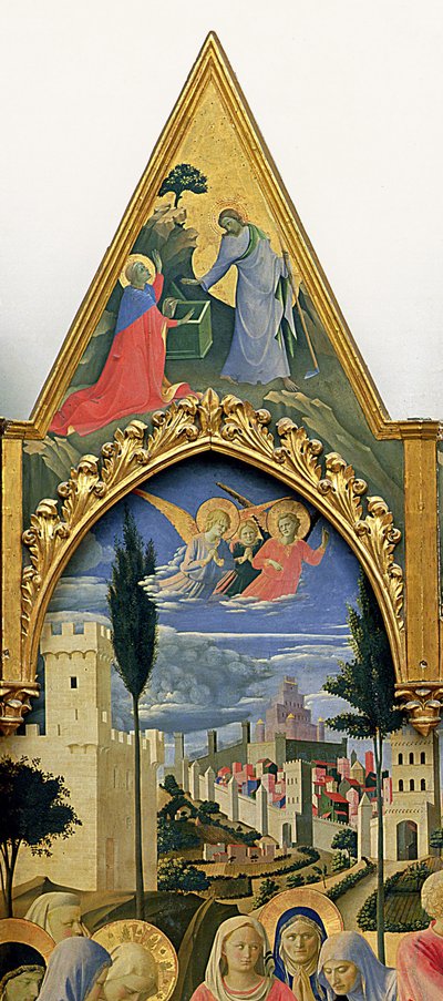 Santa Trinita Altarpiece, frame and pinnacles by Lorenzo Monaco (detail) by Fra  Angelico