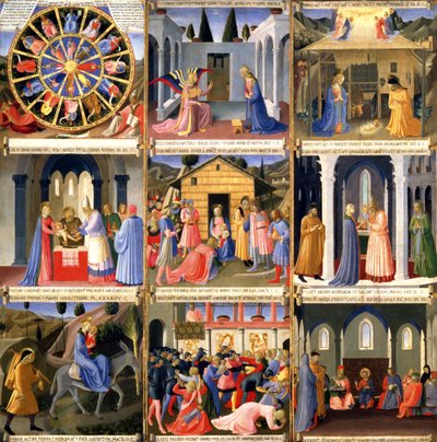Scenes from the Nativity, Panel One from the Silver Treasury of Santissima Annunziata, c.1450-53 by Fra (c.1387 1455) Angelico