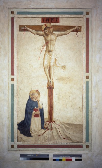 The Crucifixion with Saint Dominic. Inscription 